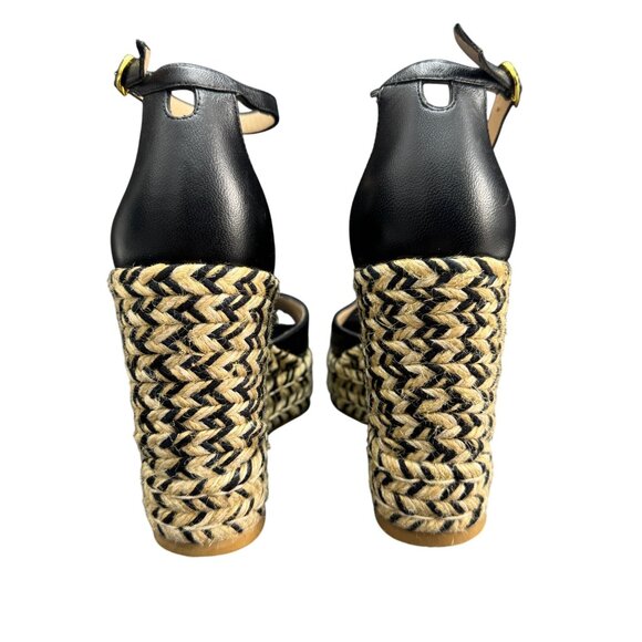 Stuart Weitzman Nudist Curve Espadrille Wedge Sandals Black, 7.5B WORN ONCE - Picture 3 of 9